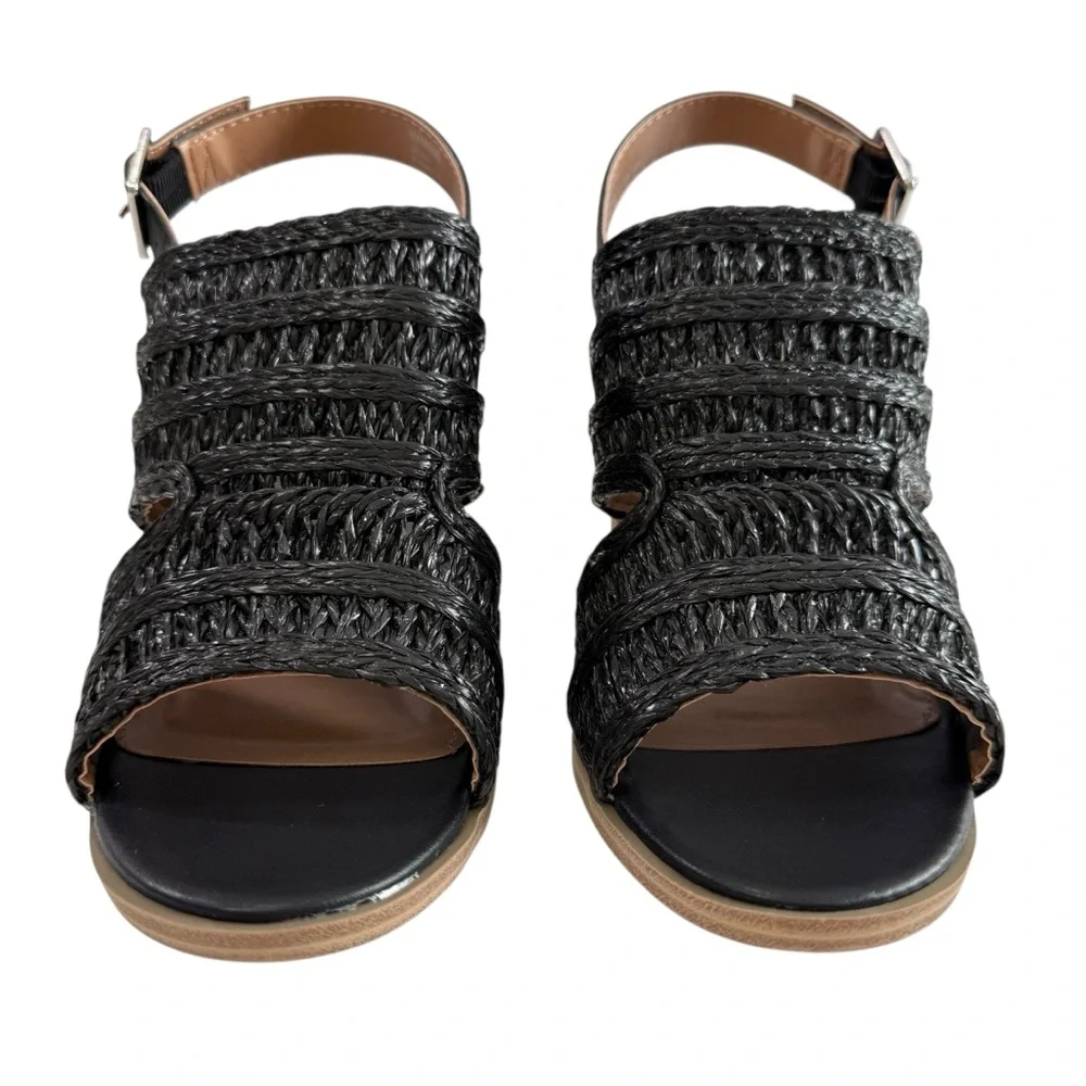 DV Dolce Vita Rian Black Woven Straw Slingback Mule Sandals Size 8 - Picture 6 of 16
